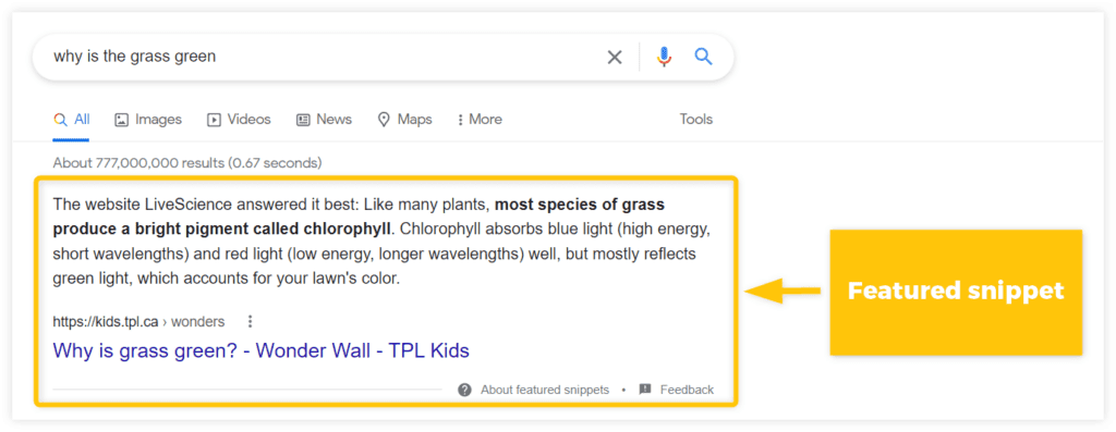 Featured snippet SEO optimization technique