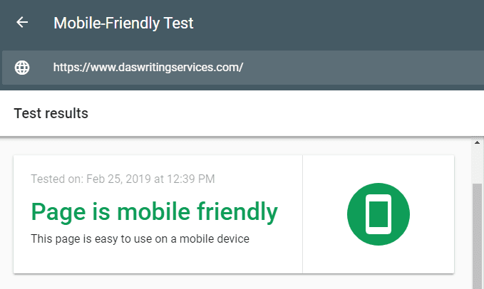 mobile freindly website page test