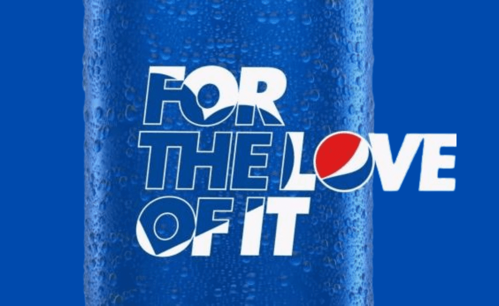 business slogan of Pepsi having the power word "Love"