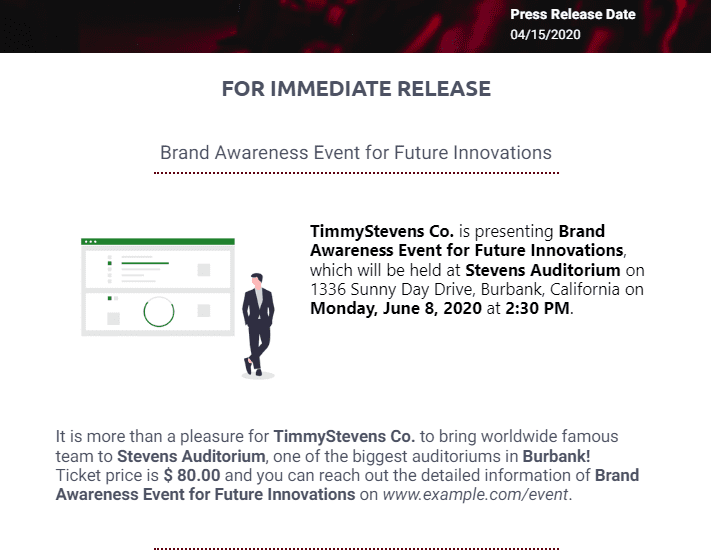 example of brand awareness PR writing of TimmyStevens Co