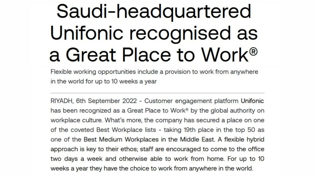 example of a press release published by Unifonic