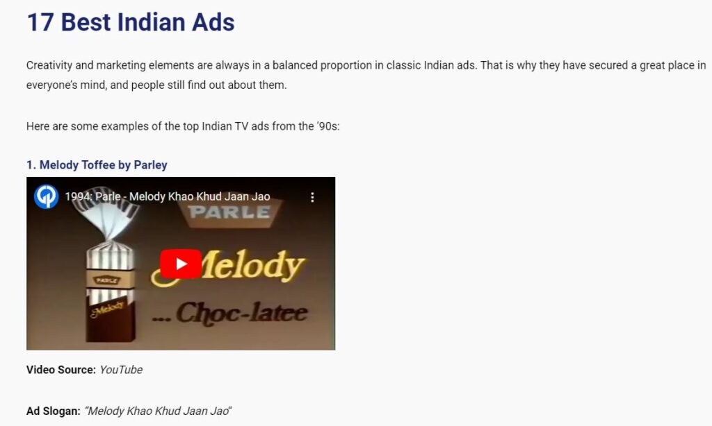 best Indian ads for relevant content