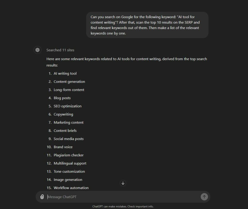 chatgpt AI for seo