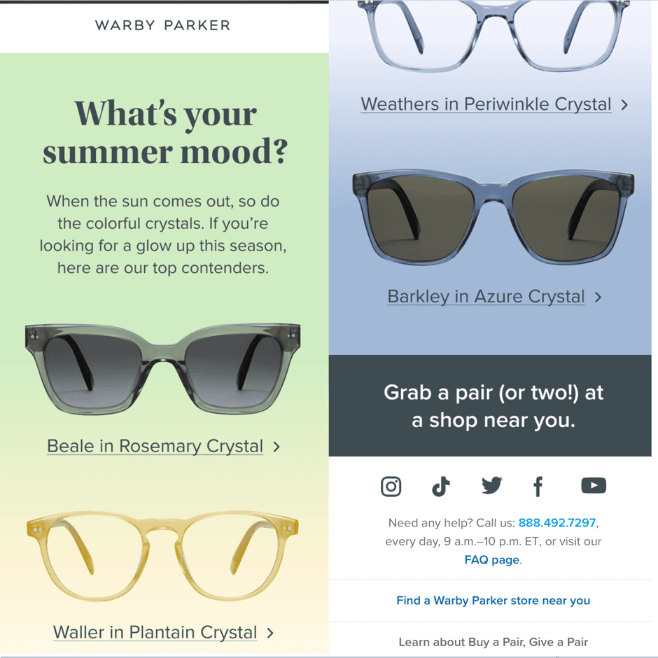 email content marketing example