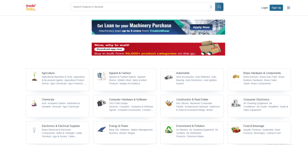 tradeindia listing site