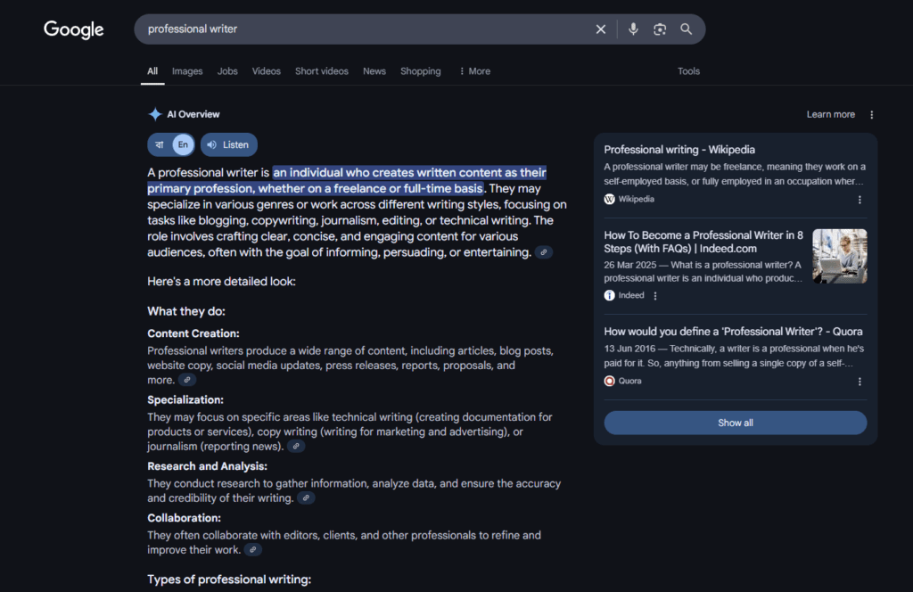 AIO in content marketing for blog
