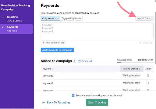 add keywords to campaign