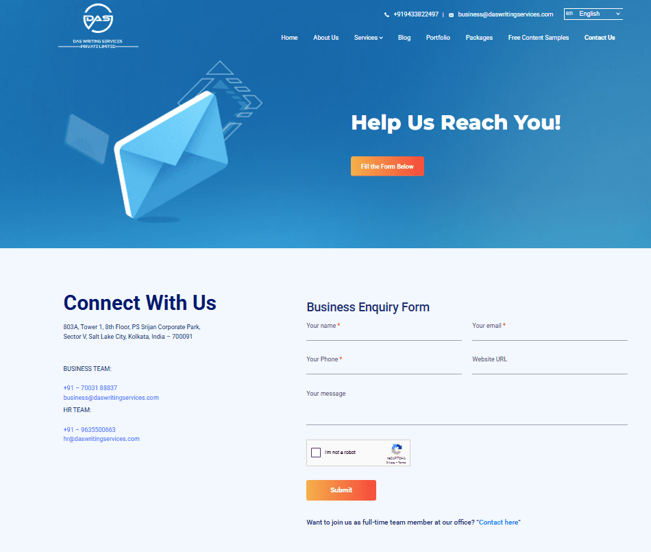 contact us page design