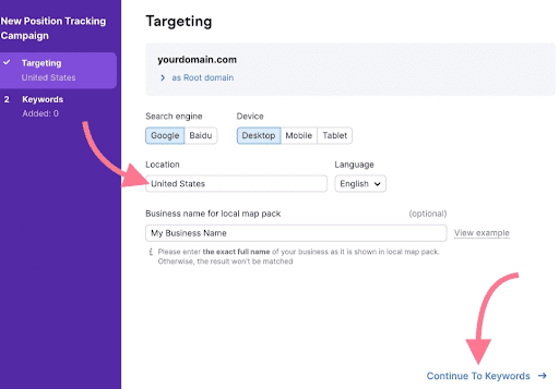 position tracking in semrush