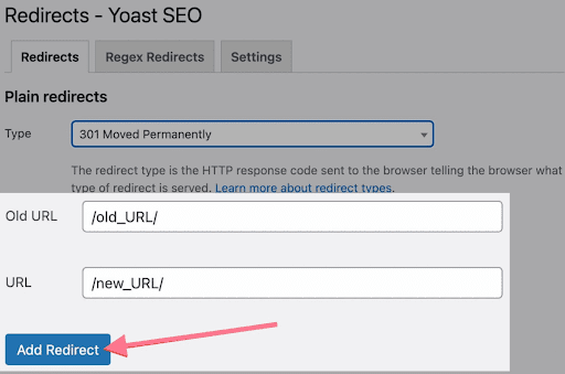 yoast seo redirection