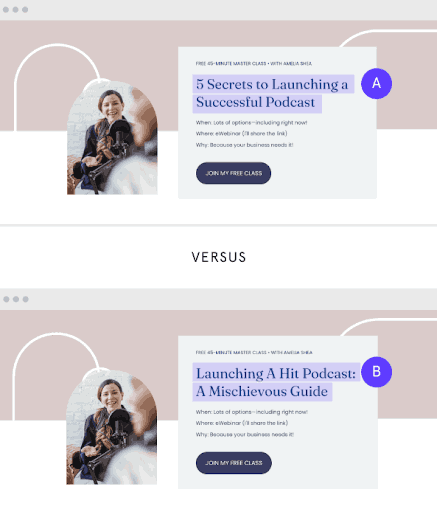 A/B testing for landing page