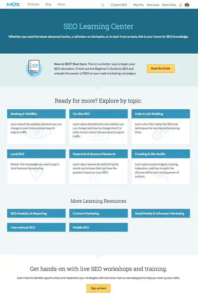educational content of Moz