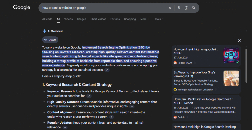 Long Tail Keywords to rank on AI search