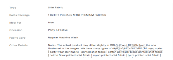 product description of Flipkart