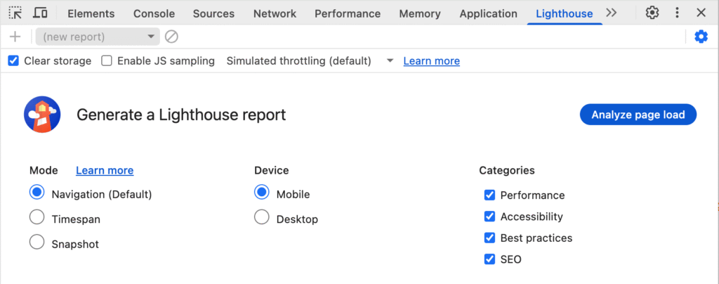 Lighthouse and Chrome DevTools