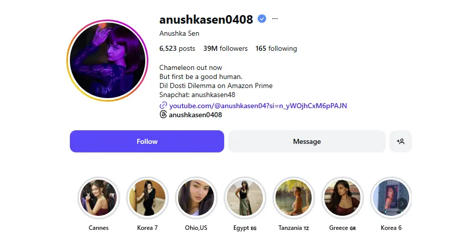 Anushka Sen, famous Instagram Influencers