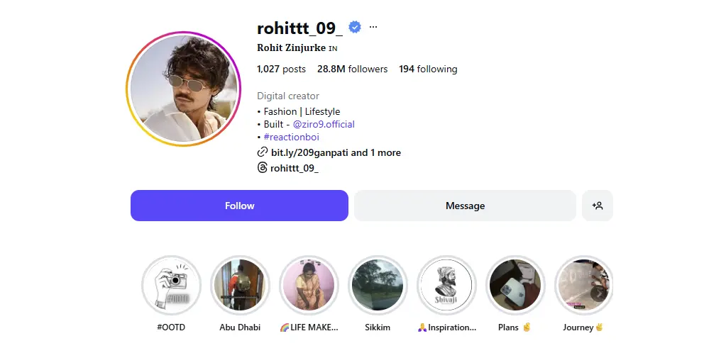 Rohit Zinjurke, best Instagram Influencers
